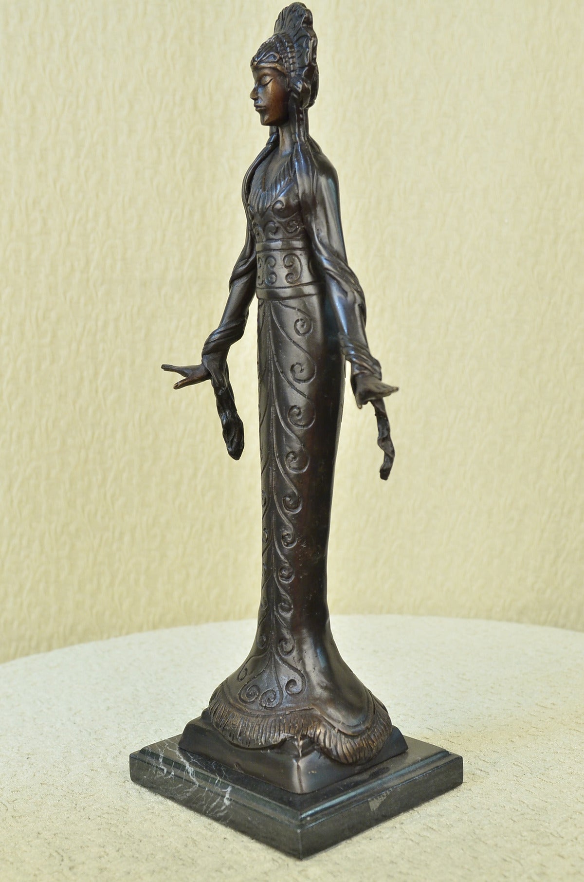 Handcrafted bronze sculpture SALE Decor Girl Indian American Native Signed