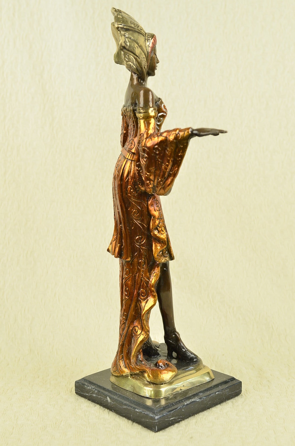 Handcrafted bronze sculpture SALE Base Marble Deco Art Princess" Indian Poising