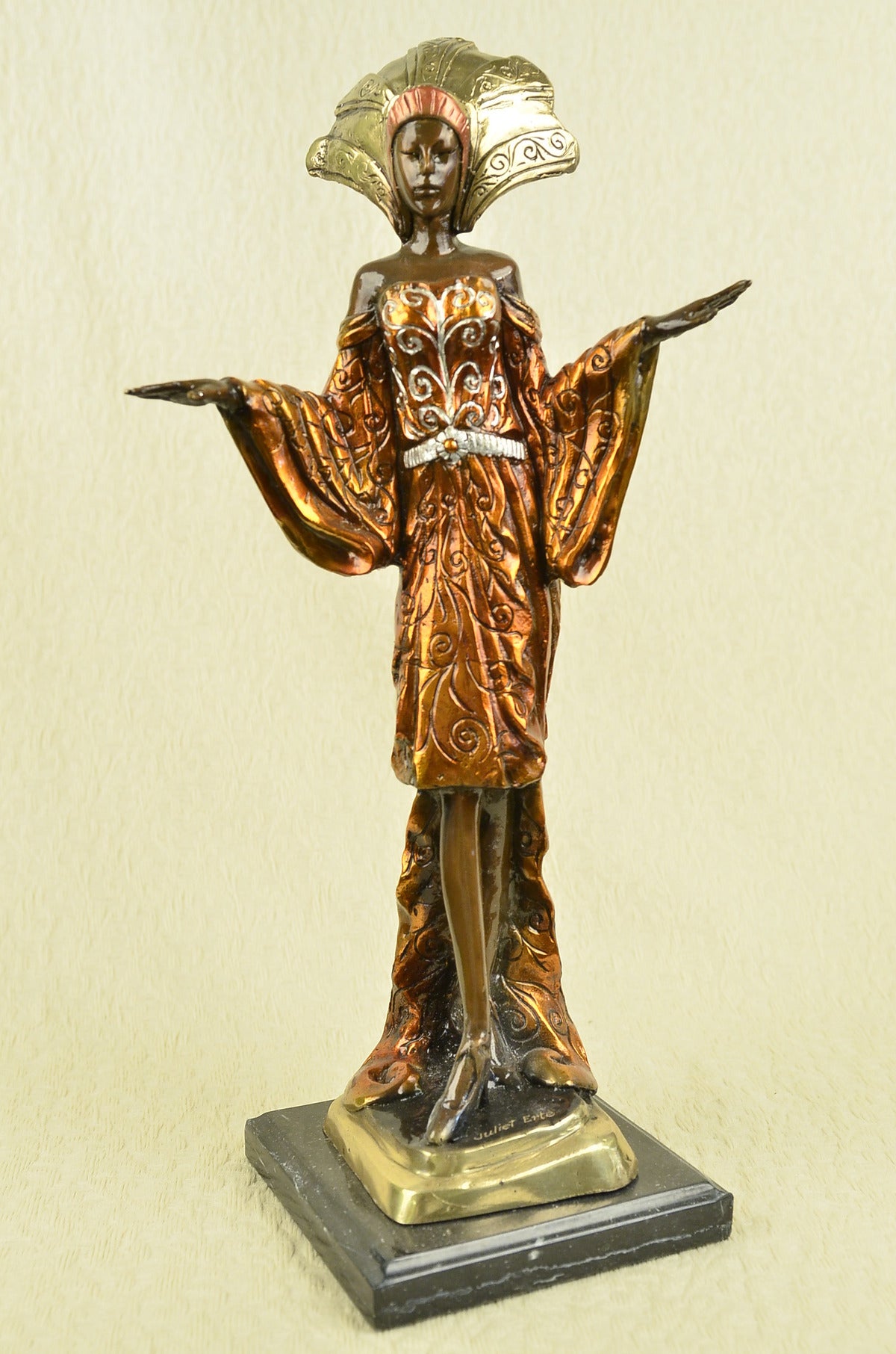 Handcrafted bronze sculpture SALE Base Marble Deco Art Princess" Indian Poising