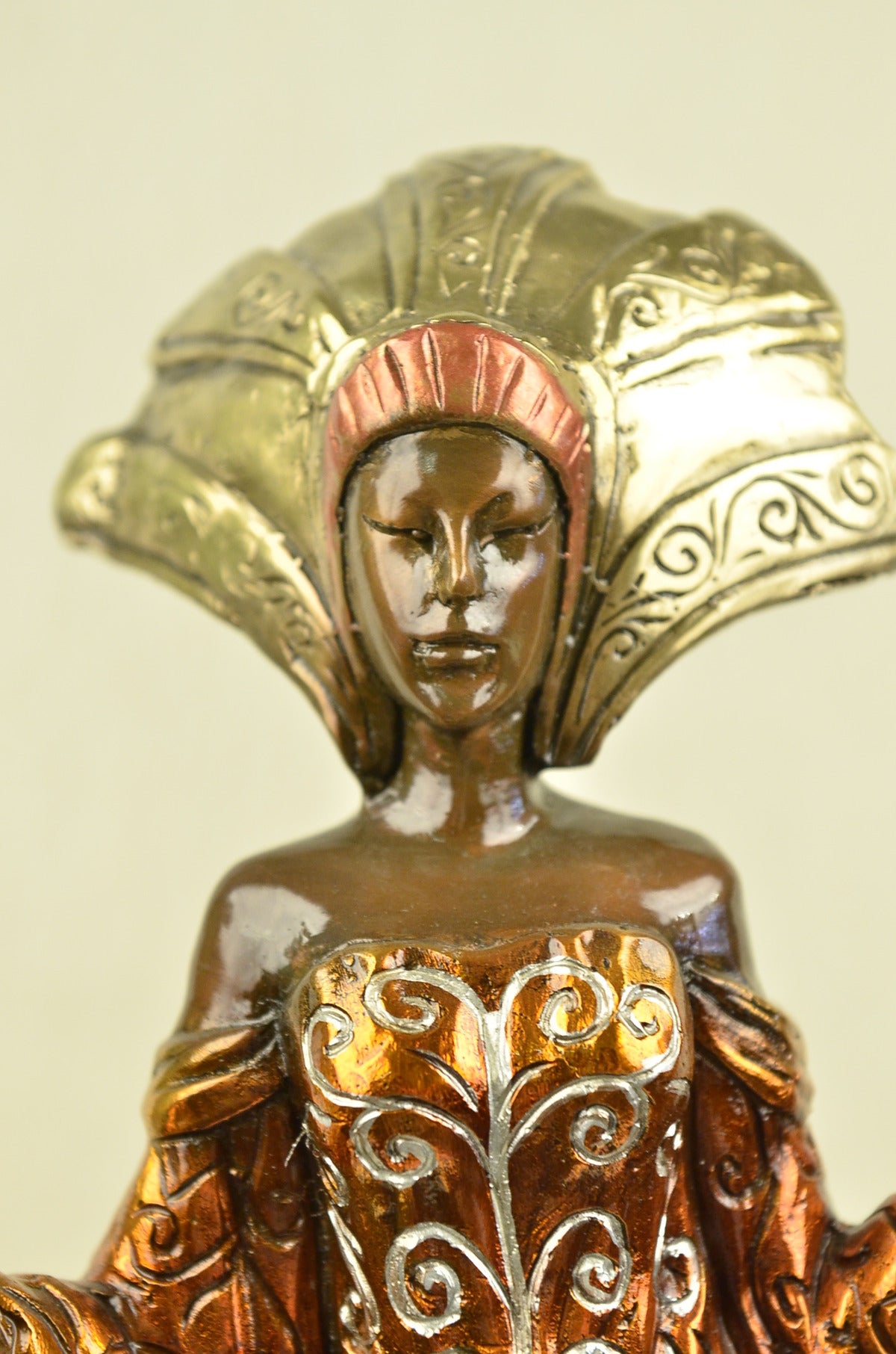 Handcrafted bronze sculpture SALE Base Marble Deco Art Princess" Indian Poising