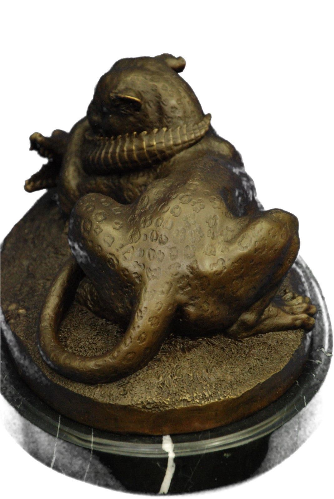 Bronze Sculpture Animal Wildlife Masterpiece Lion and Crocodile Home Decor