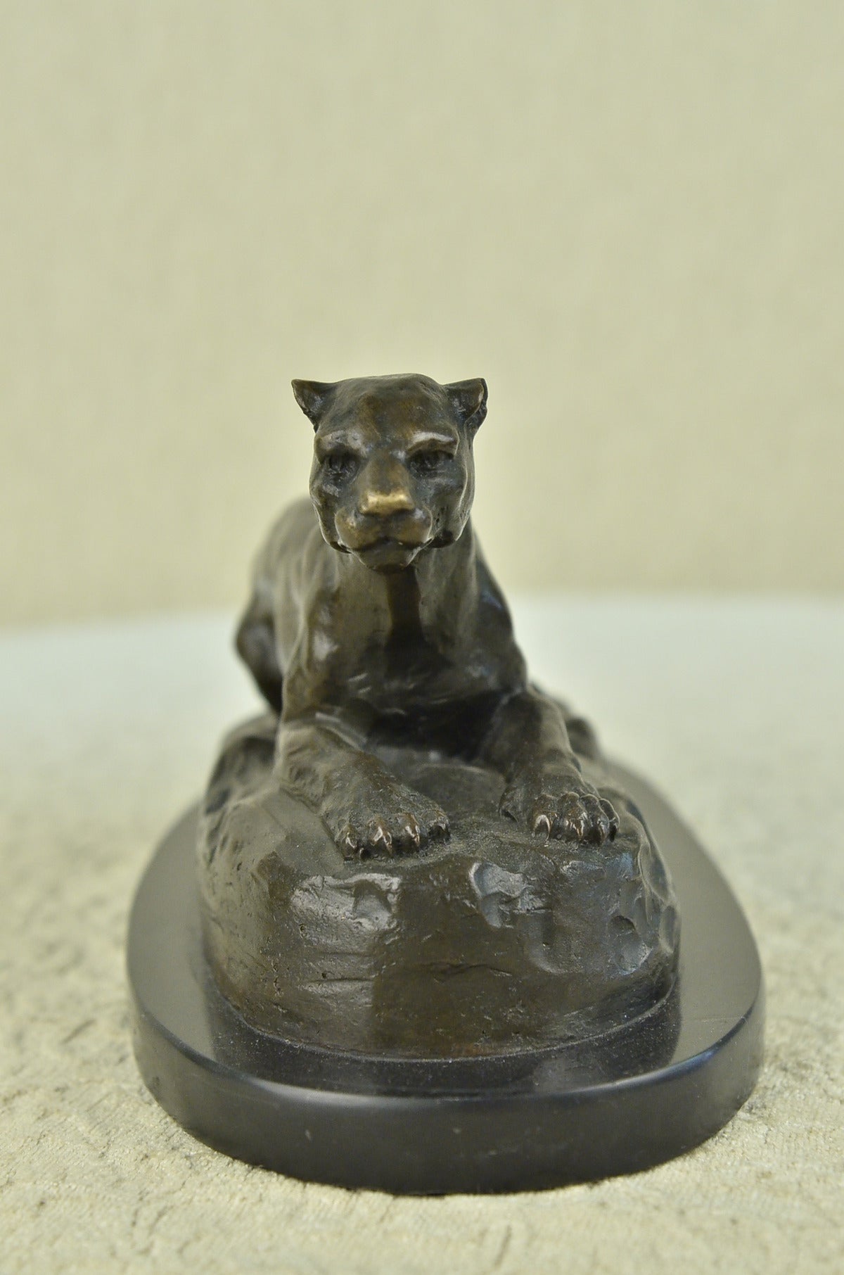 Bronze Sculpture by French Artist Barye Jaguar Puma Hot Cast Statue Wildlife
