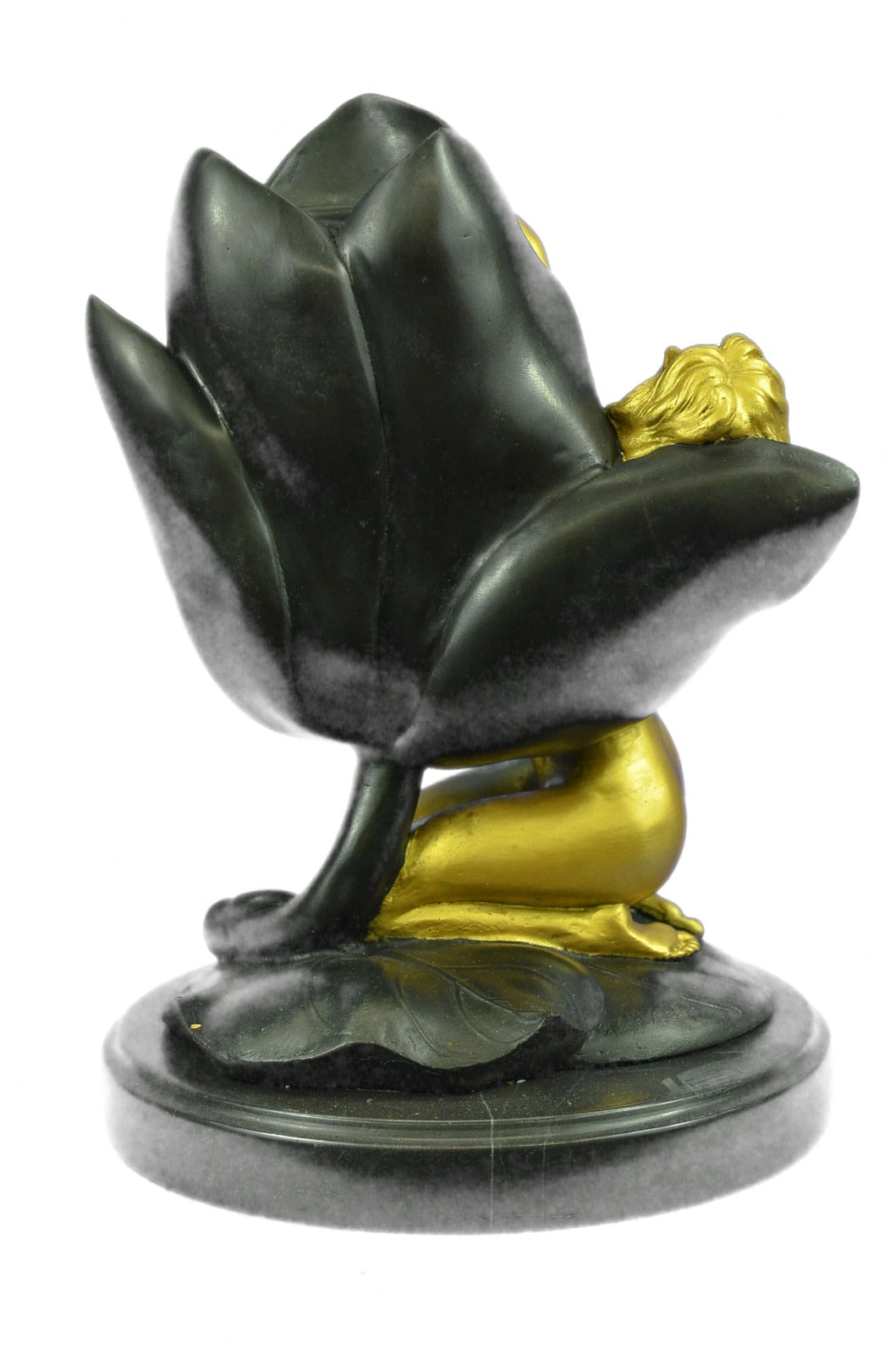 Original Aldo Vitaleh Nude Female Candle Holder Gold Patina Bronze Statue Decor
