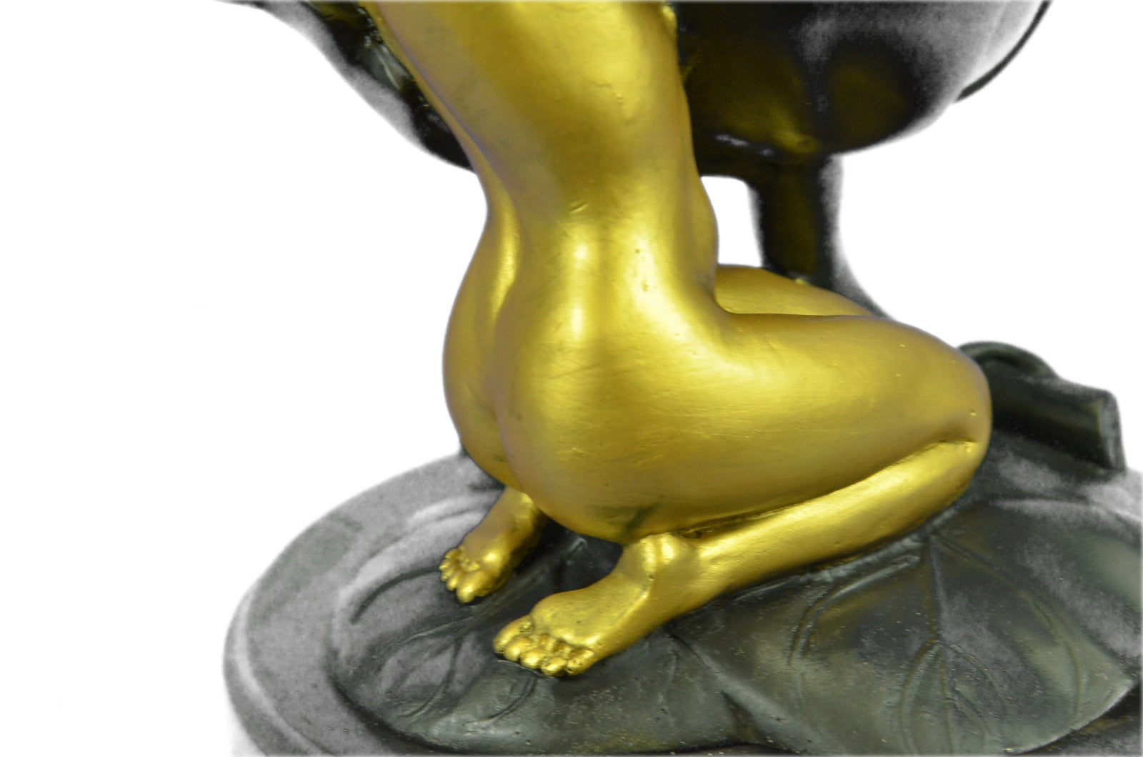 Original Aldo Vitaleh Nude Female Candle Holder Gold Patina Bronze Statue Decor