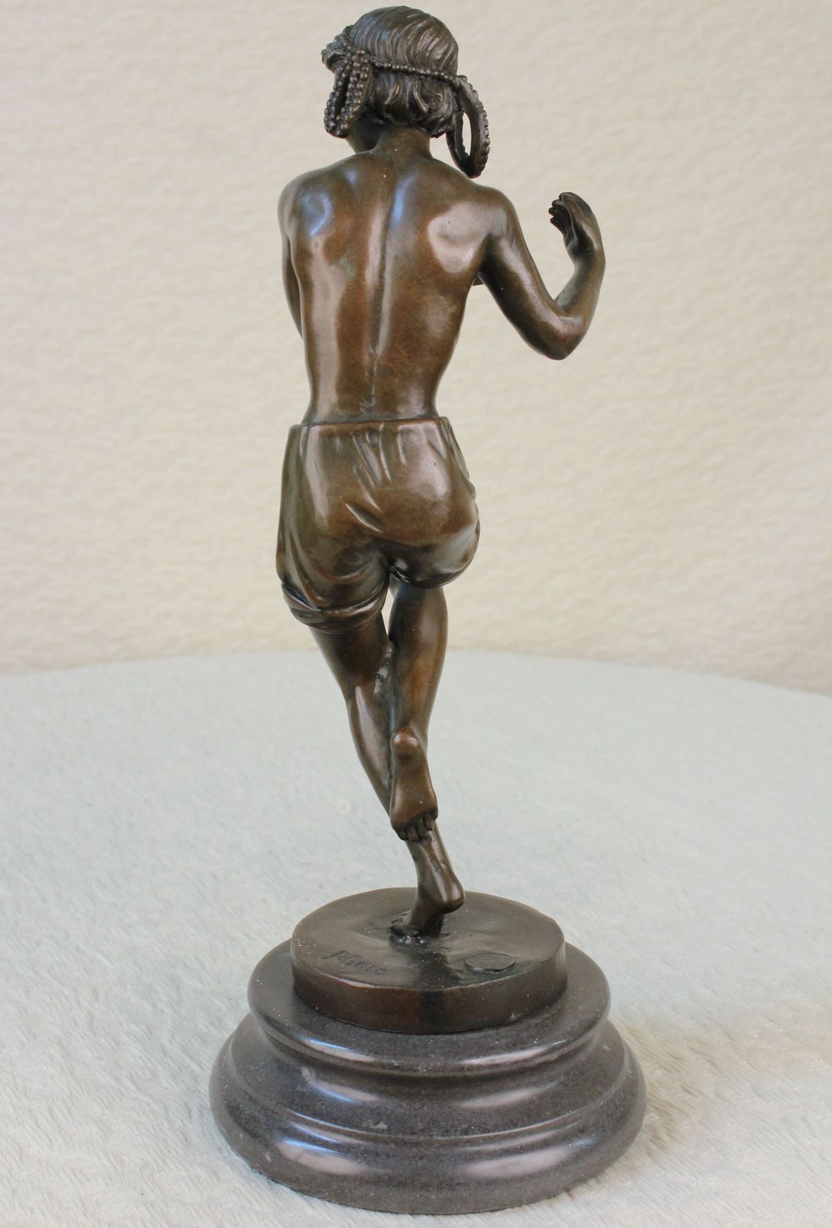 14" Gift Bronze Statue Male Dancer Figures Dancing Signed Marble Base Figurine