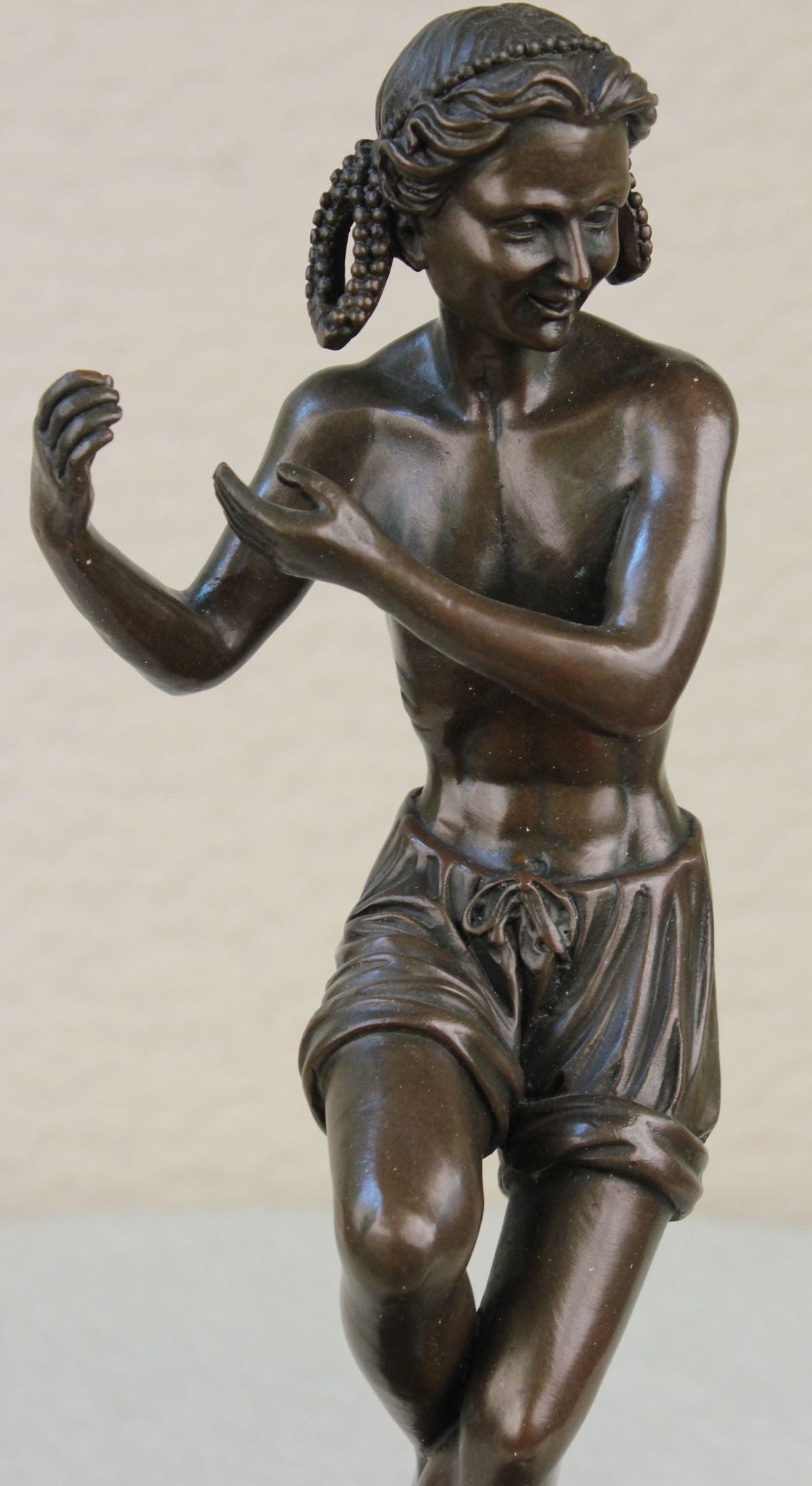 14" Gift Bronze Statue Male Dancer Figures Dancing Signed Marble Base Figurine