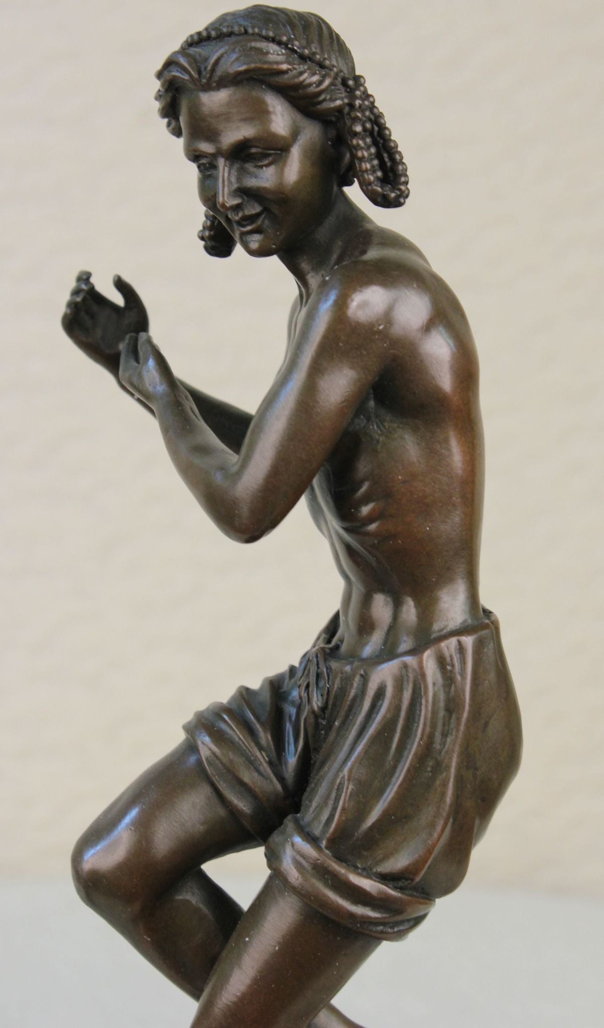 14" Gift Bronze Statue Male Dancer Figures Dancing Signed Marble Base Figurine