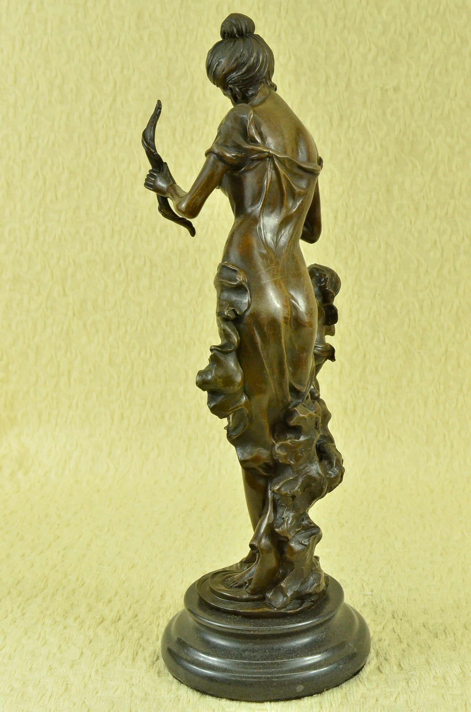 Handmade Bronze Sculpture Statue Angel Cupid Cherub Hot Cast Mythical Figurine