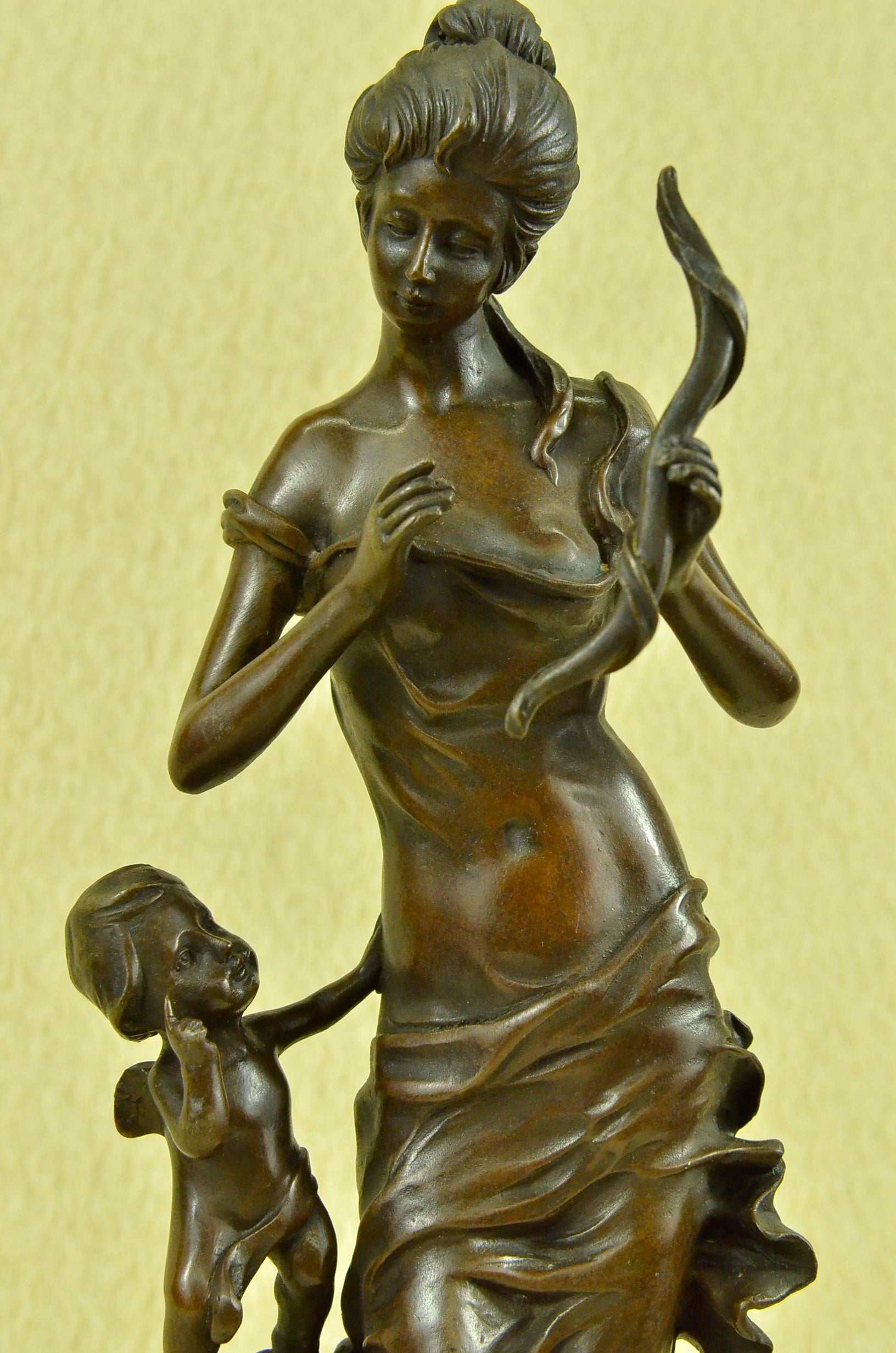 Handmade Bronze Sculpture Statue Angel Cupid Cherub Hot Cast Mythical Figurine