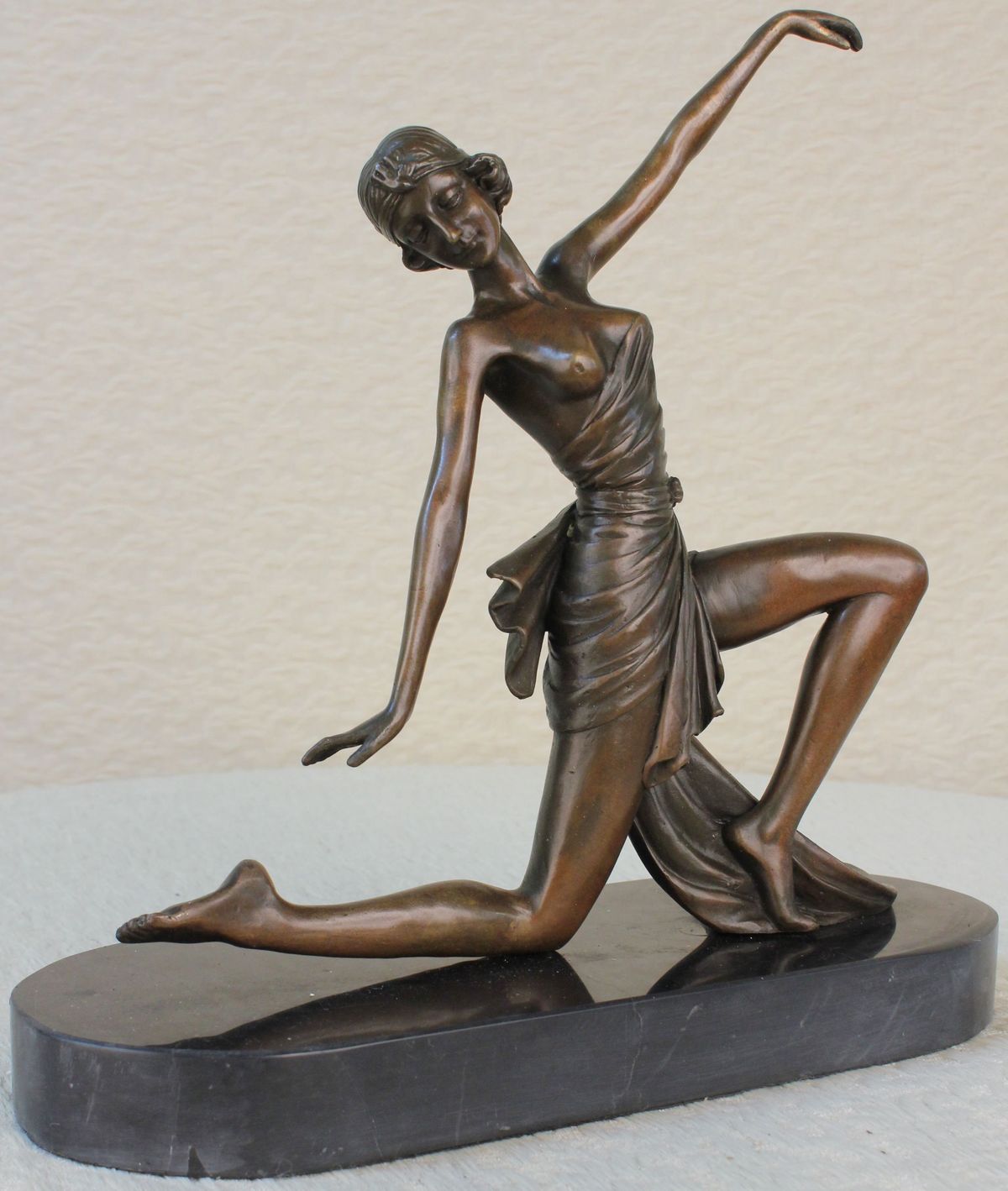 Handcrafted bronze sculpture SALE Dancer Flirty Gilt Patou Jean Signed Orig.