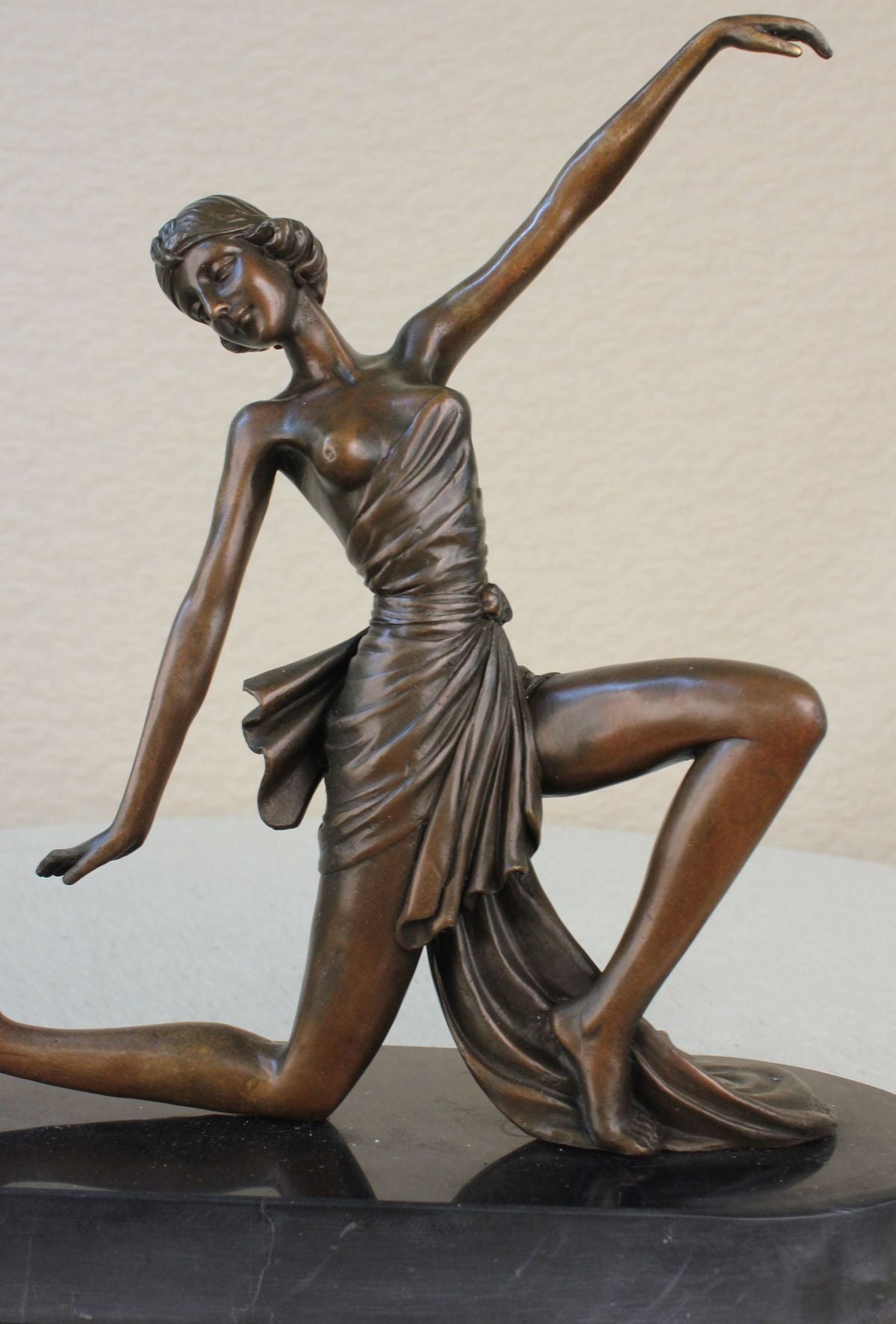 Handcrafted bronze sculpture SALE Dancer Flirty Gilt Patou Jean Signed Orig.