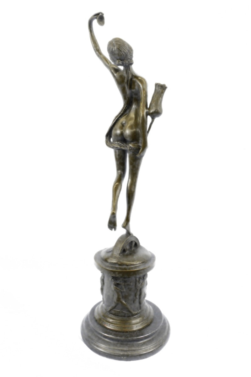 Handcrafted bronze sculpture SALE Flower W/Tulip Girl Nude Erotic Statue Artwork Figure