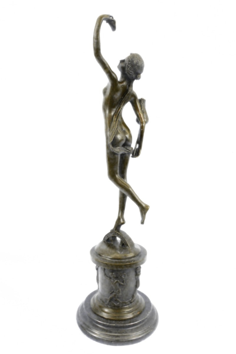 Handcrafted bronze sculpture SALE Flower W/Tulip Girl Nude Erotic Statue Artwork Figure