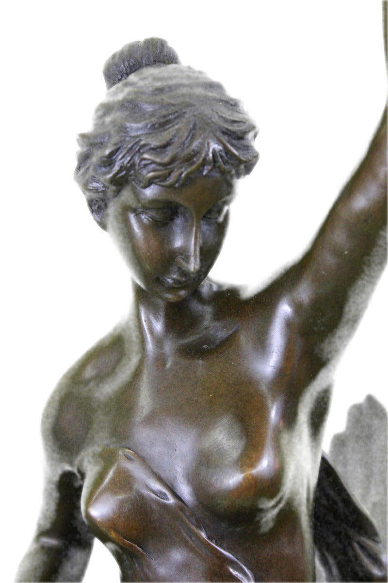 Handcrafted bronze sculpture SALE Cas Hot Eagle Riding Girl Nude Picault Signed