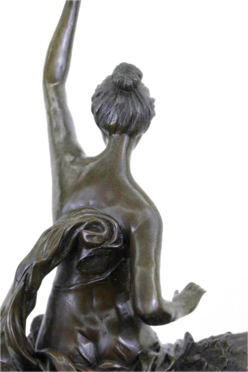 Handcrafted bronze sculpture SALE Cas Hot Eagle Riding Girl Nude Picault Signed