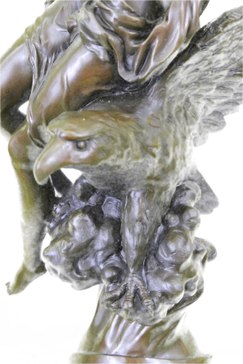 Handcrafted bronze sculpture SALE Cas Hot Eagle Riding Girl Nude Picault Signed