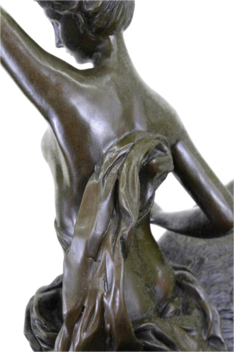 Handcrafted bronze sculpture SALE Cas Hot Eagle Riding Girl Nude Picault Signed