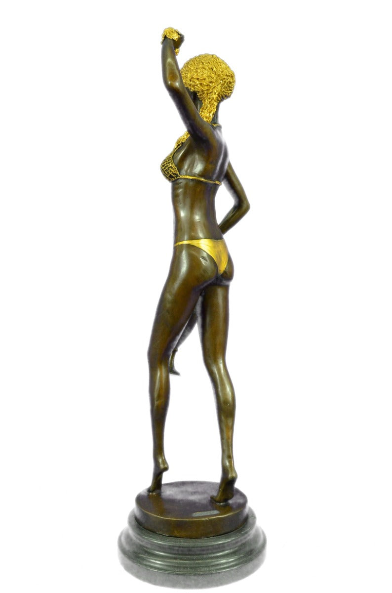 Art Deco Roman Goddess W/ gold Patina Bronze Sculpture Hot Cast Figurine Figure