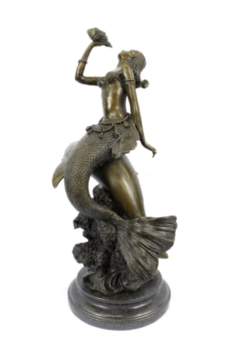 Handcrafted bronze sculpture SALE Fish Dolphin With Mermaid Nude