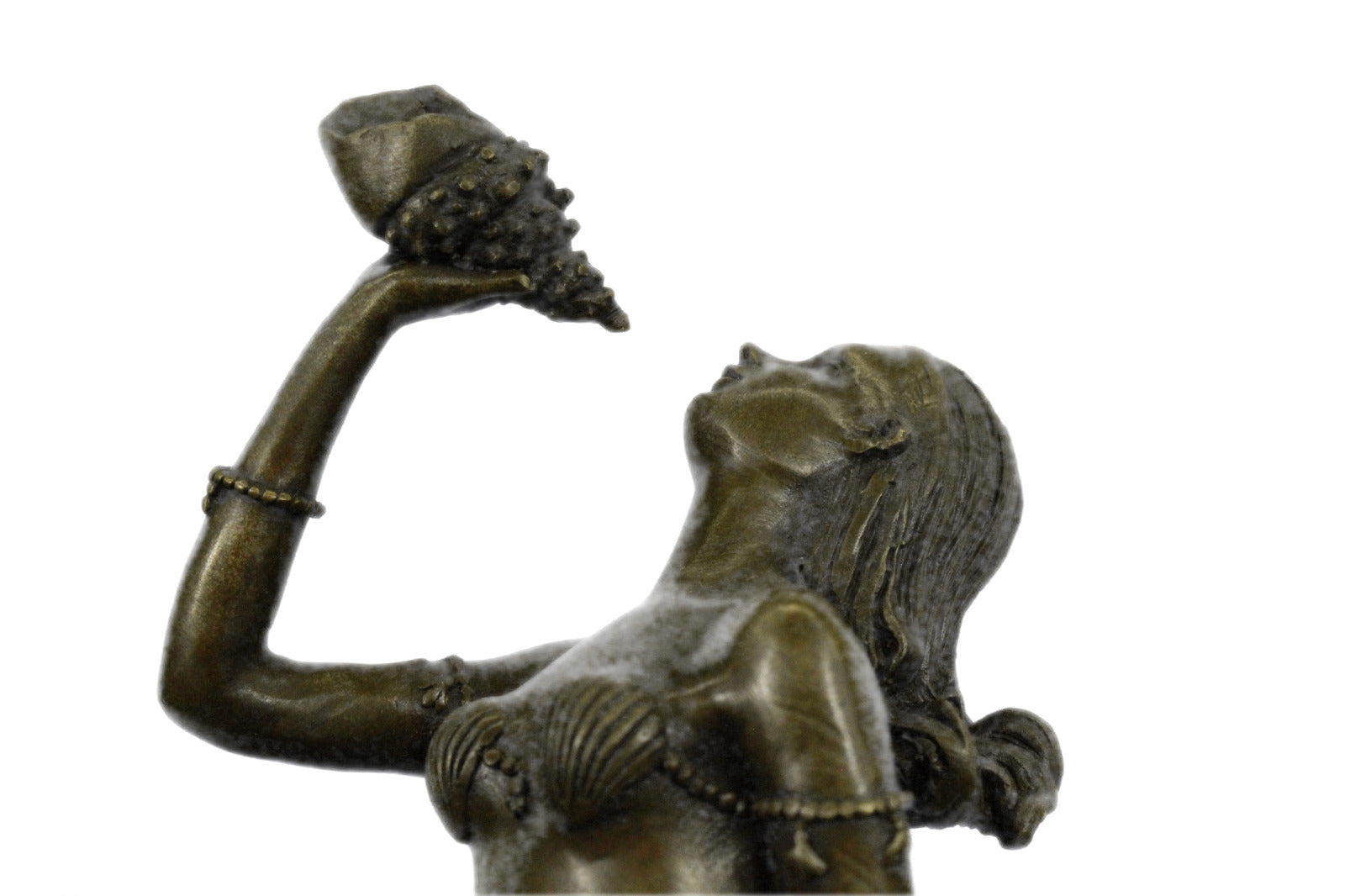 Handcrafted bronze sculpture SALE Fish Dolphin With Mermaid Nude