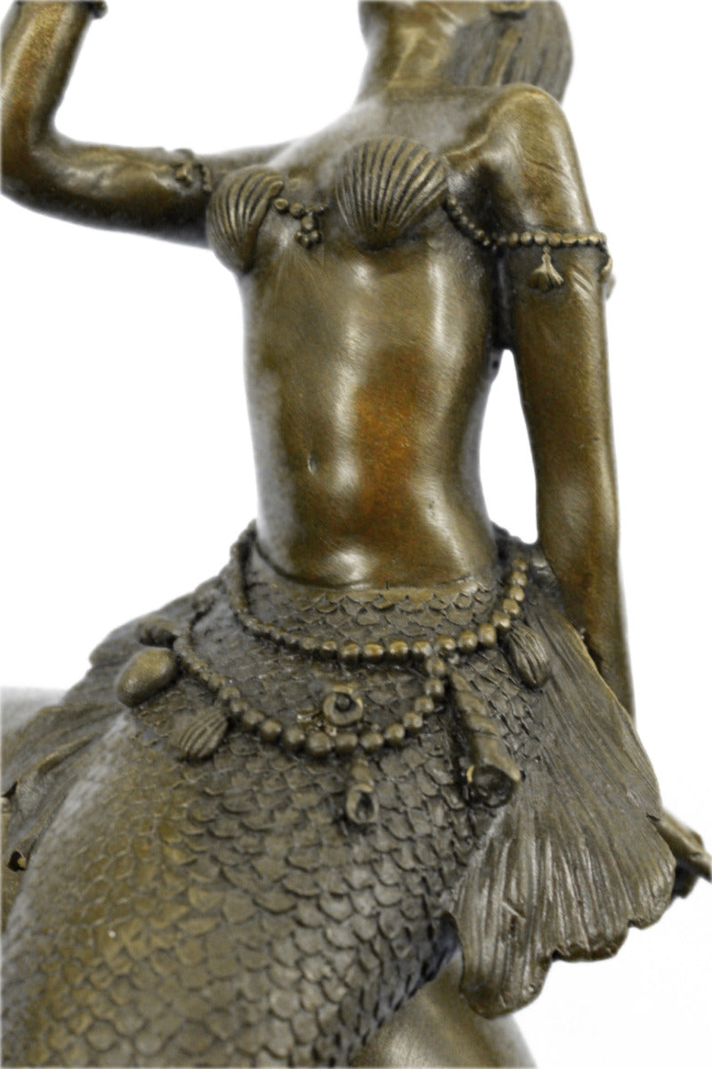 Handcrafted bronze sculpture SALE Fish Dolphin With Mermaid Nude