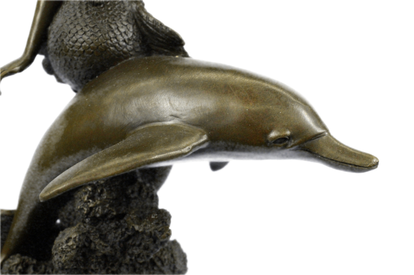 Handcrafted bronze sculpture SALE Fish Dolphin With Mermaid Nude