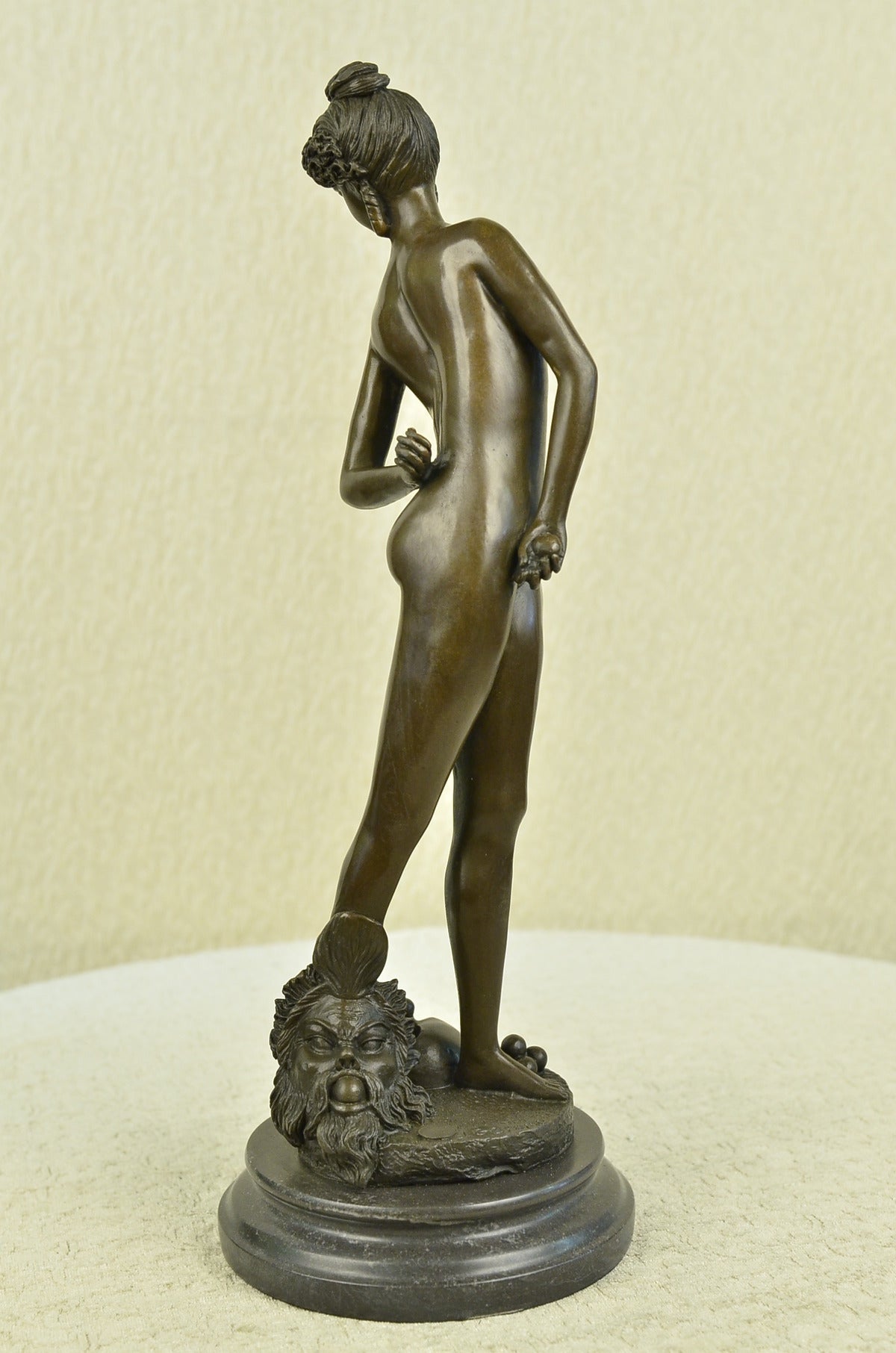 Handcrafted bronze sculpture SALE Girl Nude Ballplayer" "The Gerome Signed