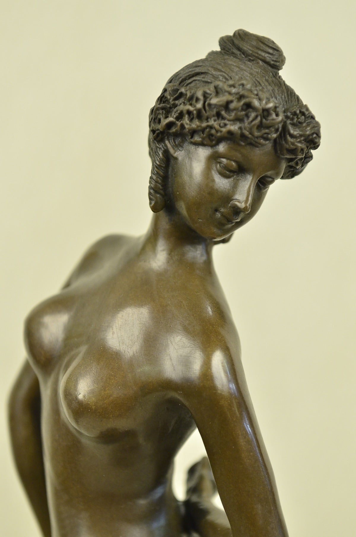 Handcrafted bronze sculpture SALE Girl Nude Ballplayer" "The Gerome Signed