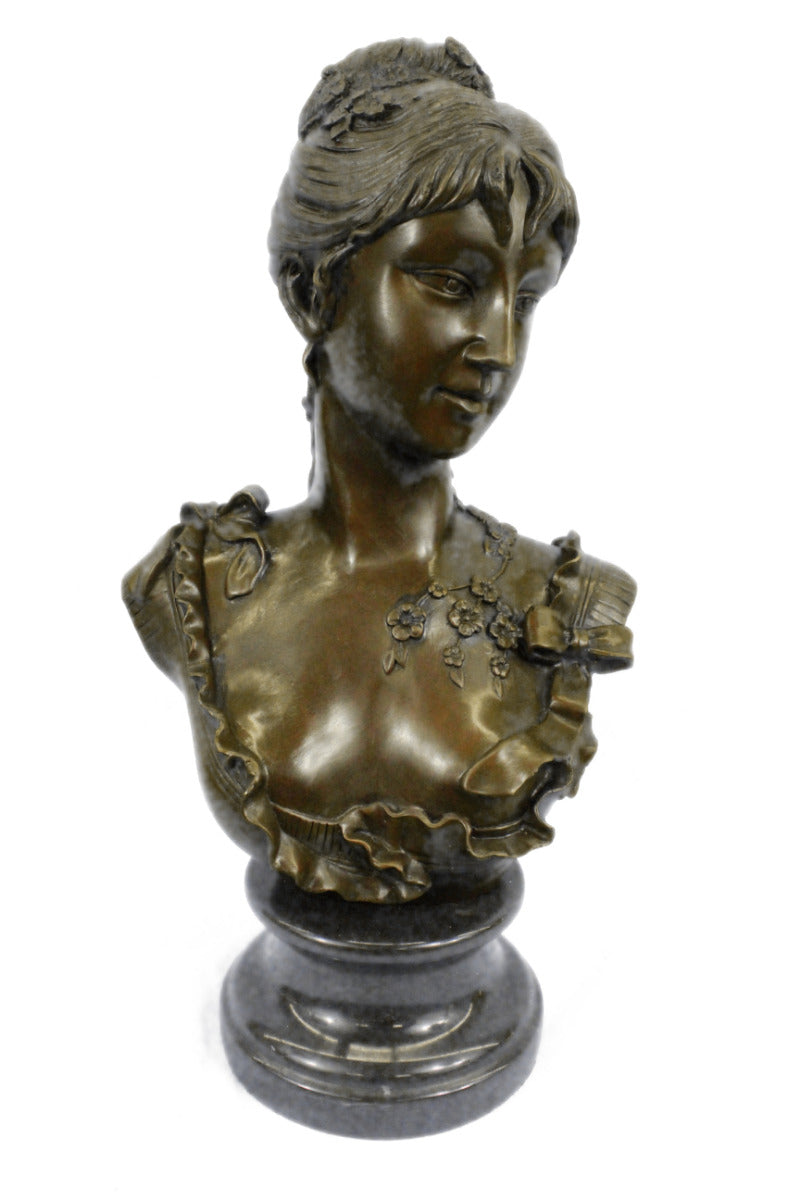 Grecian Goddess Classic Beauty Female Bust Bronze Marble Statue Sculpture Gift