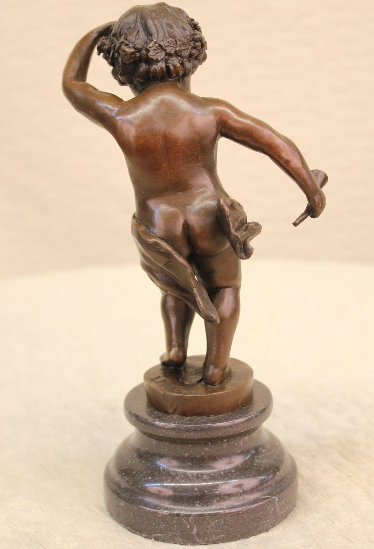 Western Bronze Marble Naked Roman Boy Statue – Handmade Sculpture Figure by A. Moreau
