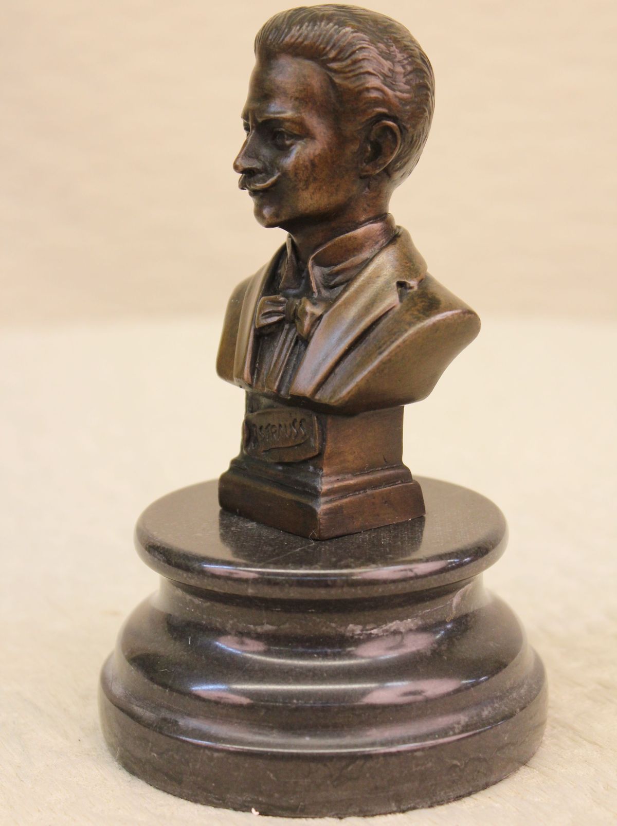 Vintage Bronze Figurine Musician Johann Strauss Music Statue Art Deco Bust Gift