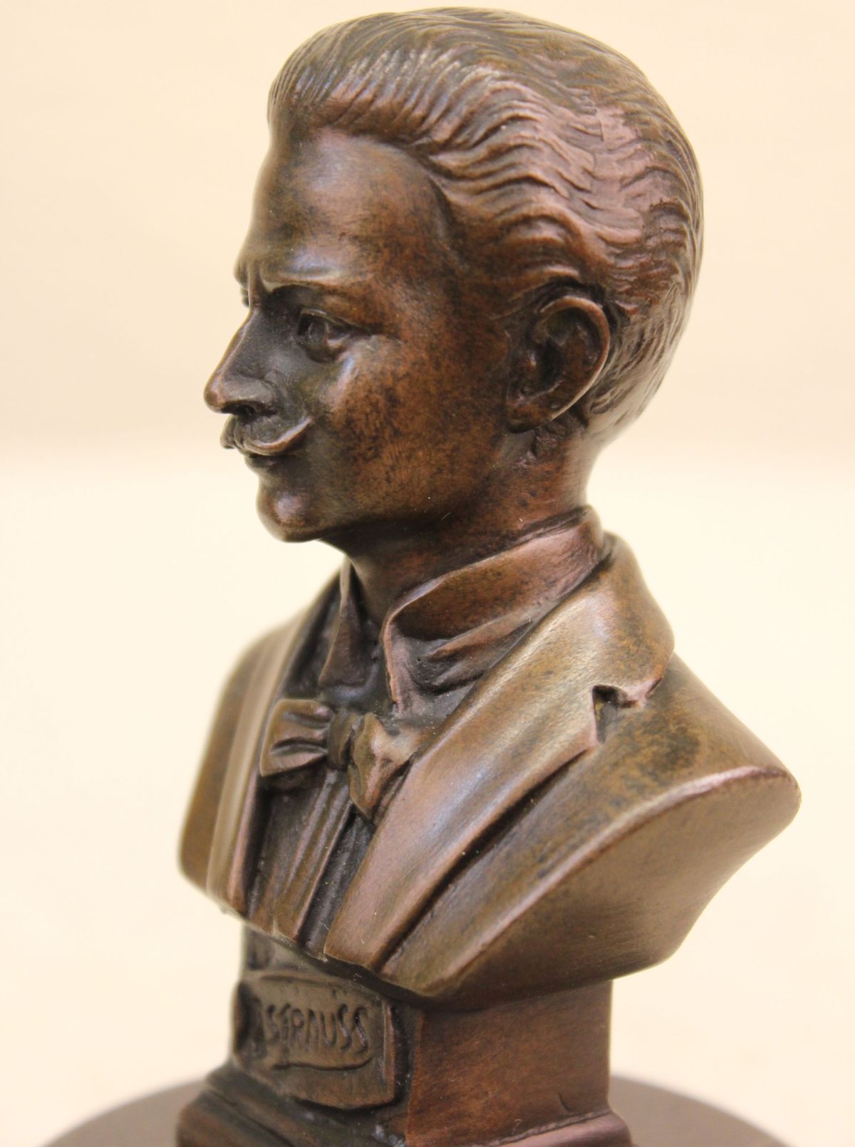 Vintage Bronze Figurine Musician Johann Strauss Music Statue Art Deco Bust Gift