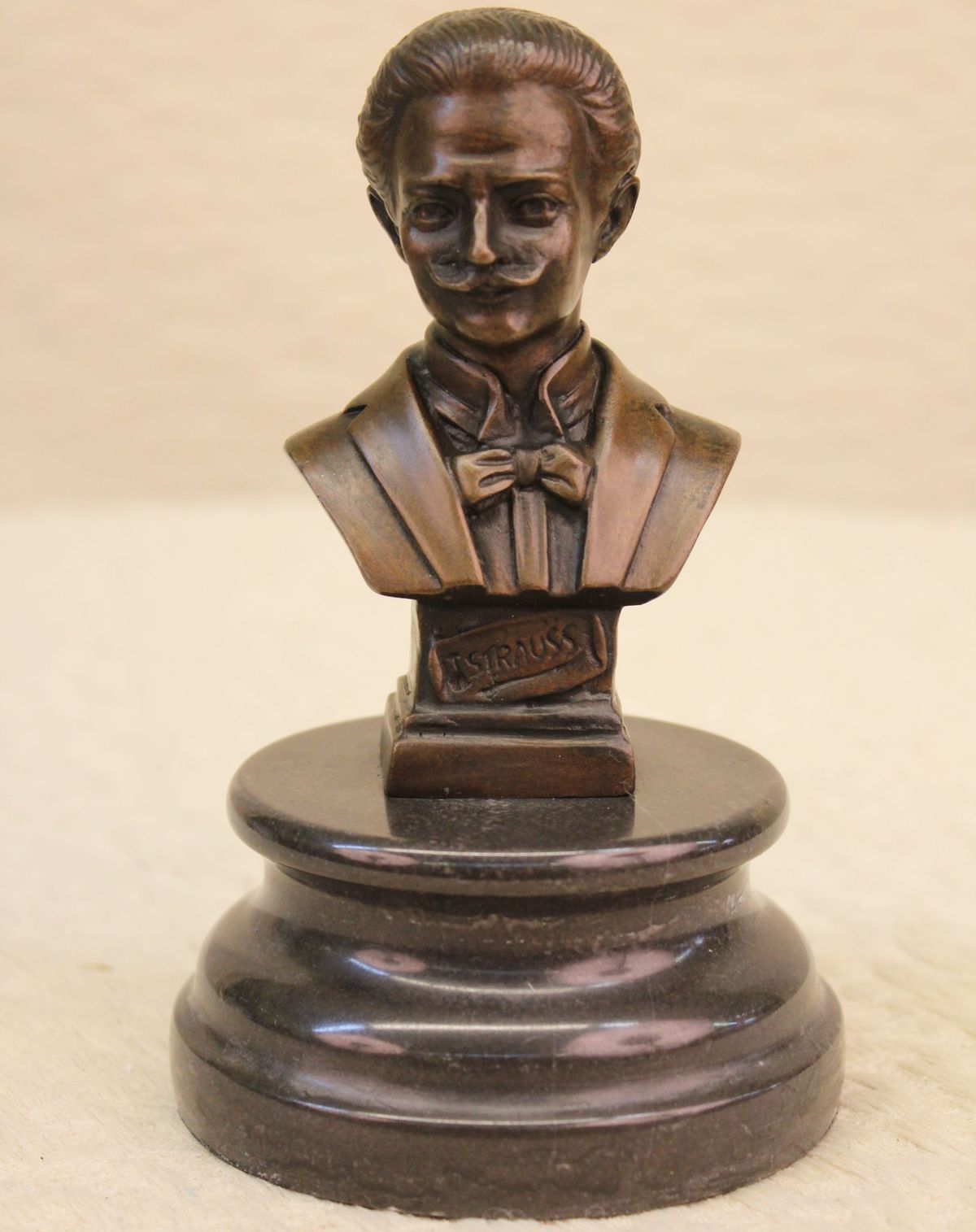 Vintage Bronze Figurine Musician Johann Strauss Music Statue Art Deco Bust Gift