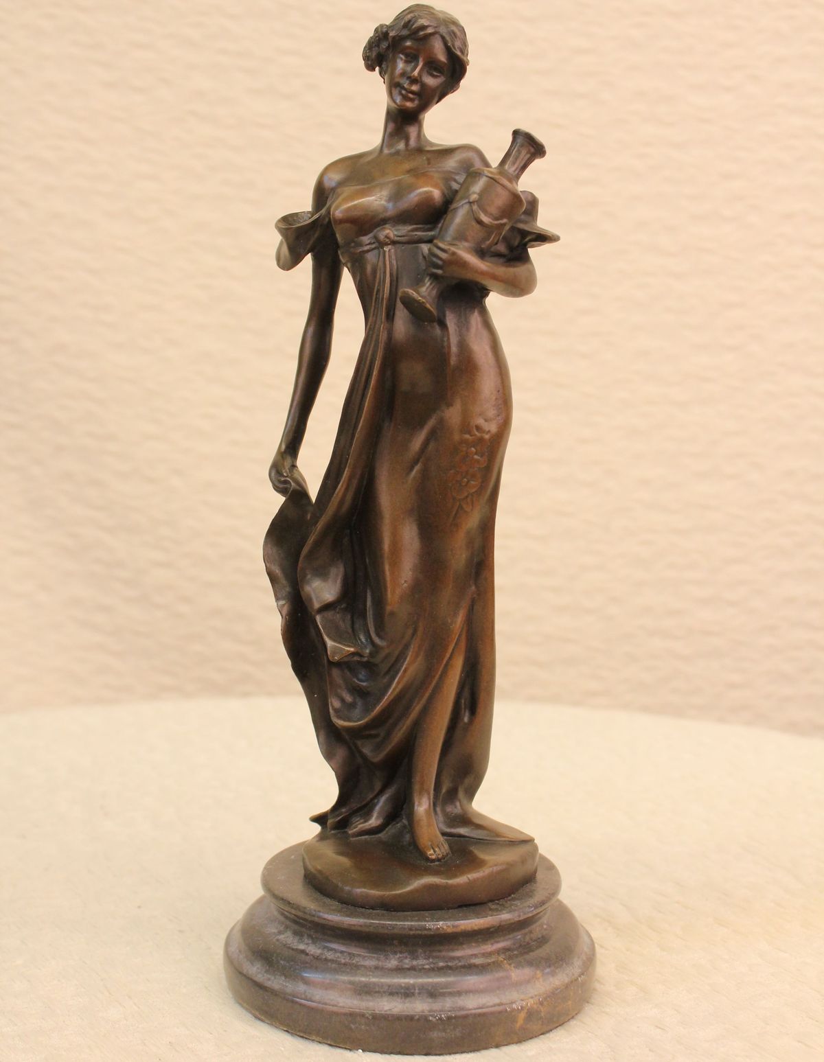 Sculpture Elegant Signed Art Nouveau Female Bronze Statue Patoue Sculpture Deal