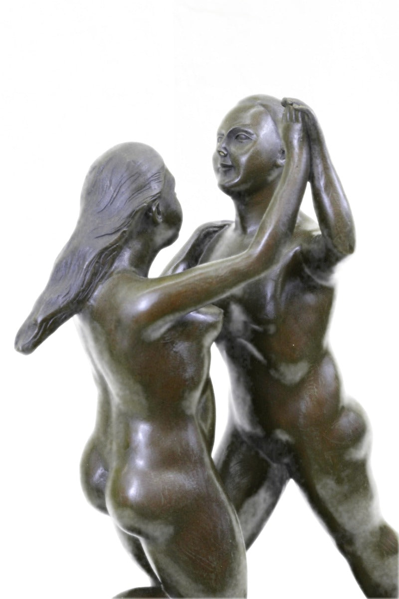 Handcrafted Bronze Sculpture – Dancing Couple Abstract Art – Modern Botero Style | SALE