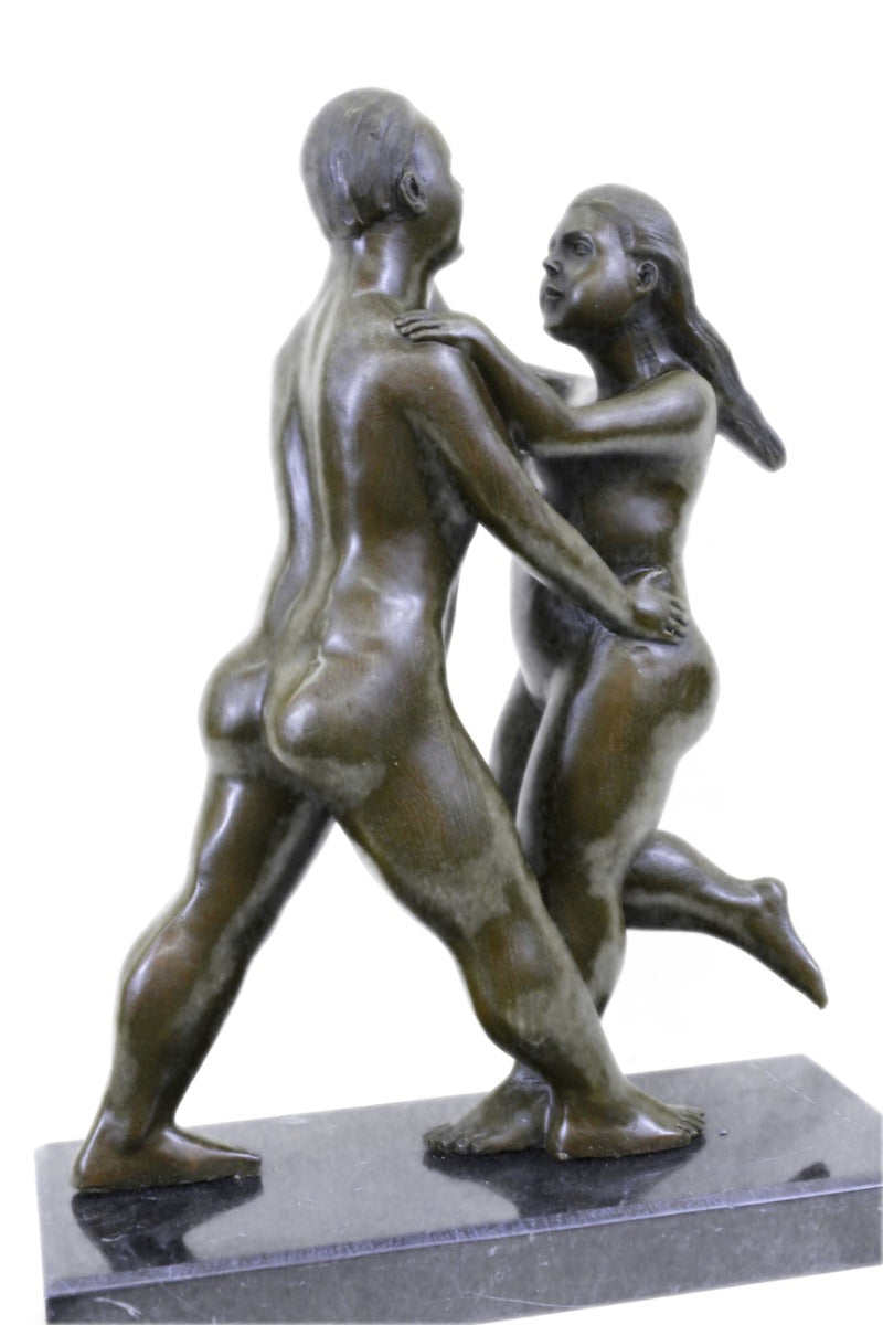 Handcrafted Bronze Sculpture – Dancing Couple Abstract Art – Modern Botero Style | SALE