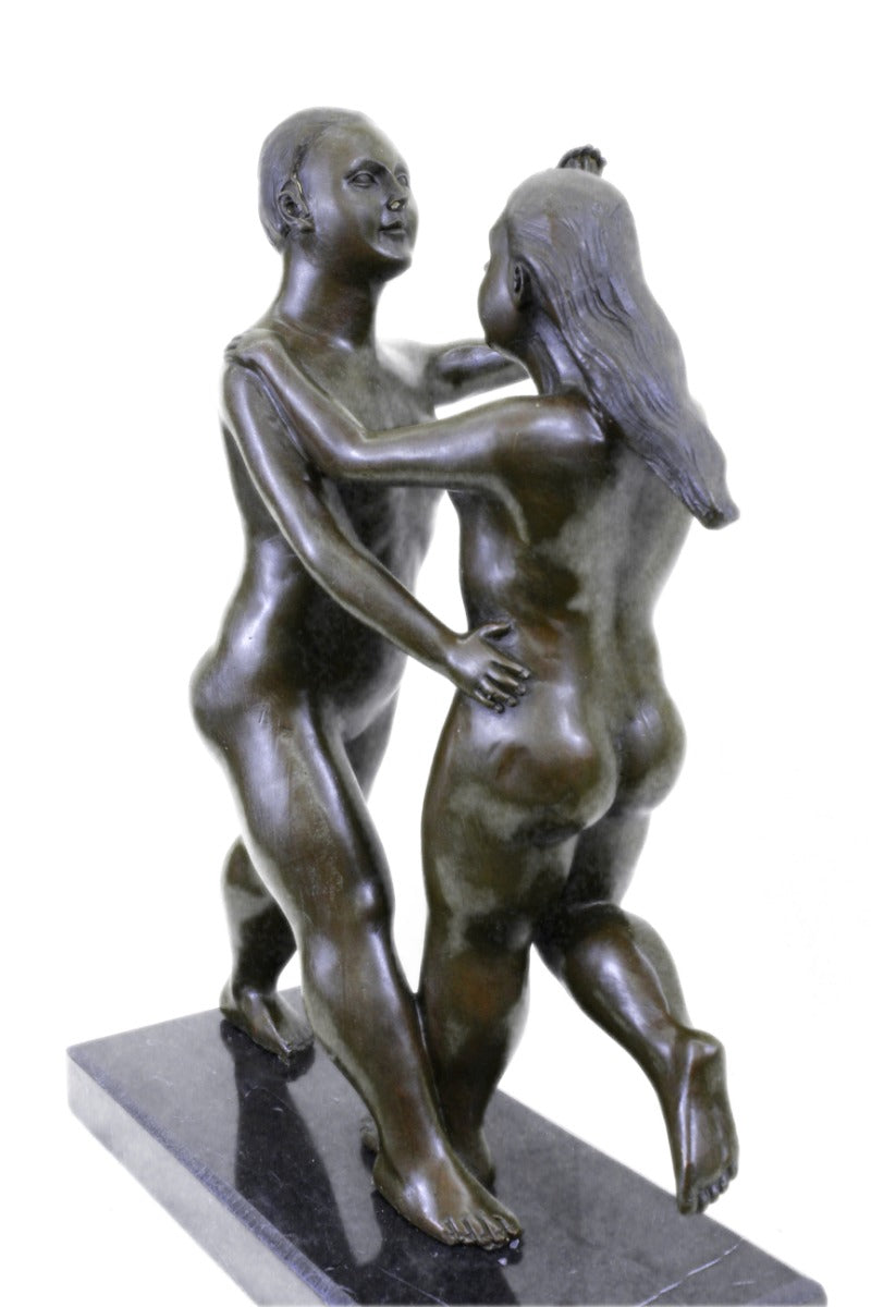 Handcrafted Bronze Sculpture – Dancing Couple Abstract Art – Modern Botero Style | SALE