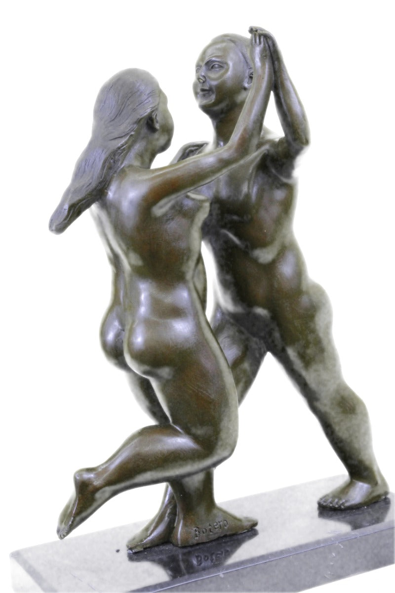 Handcrafted Bronze Sculpture – Dancing Couple Abstract Art – Modern Botero Style | SALE