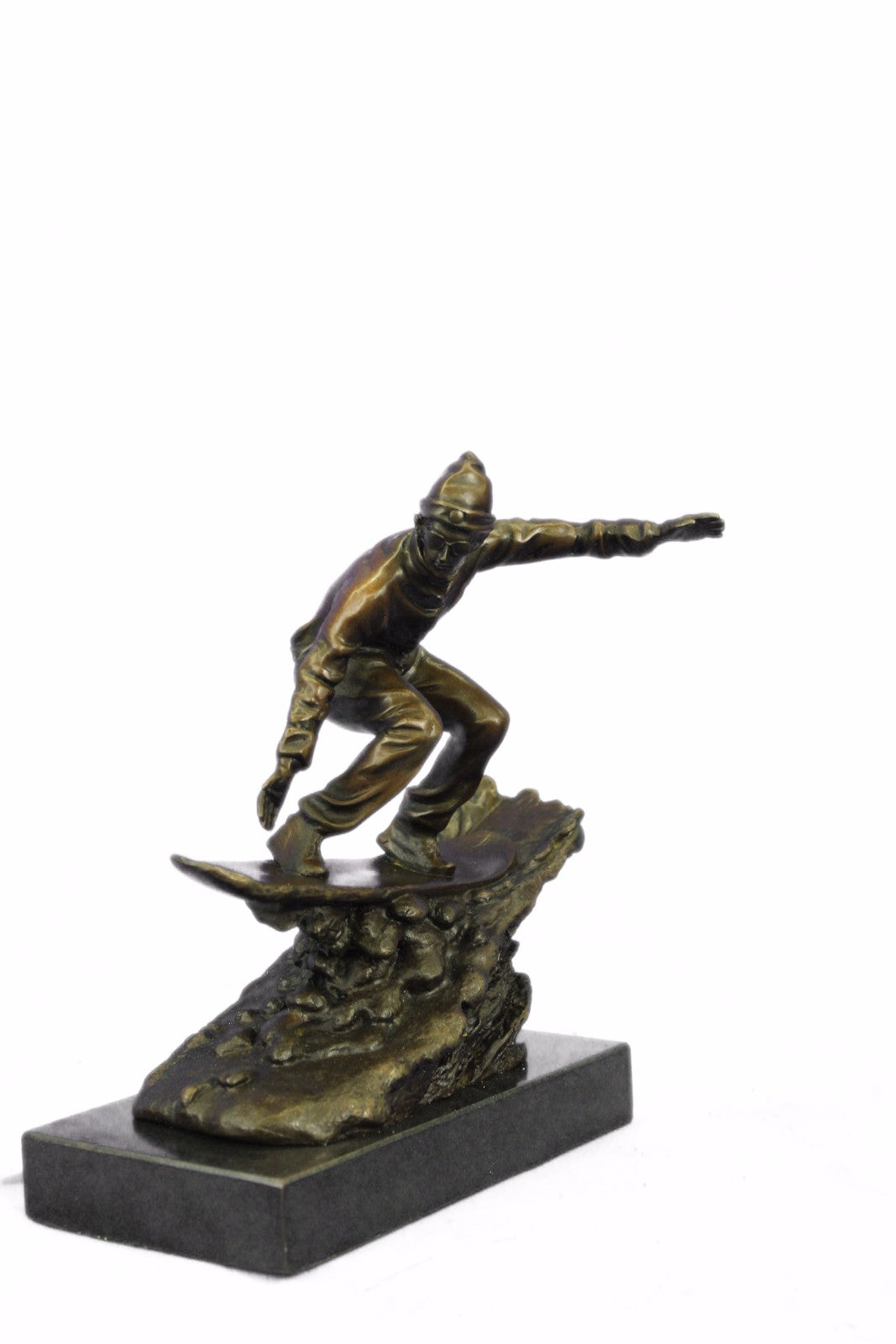 Downhill Snow Skier Bronze Sculpture Mid Century Statue Hot Cast Deco Original T