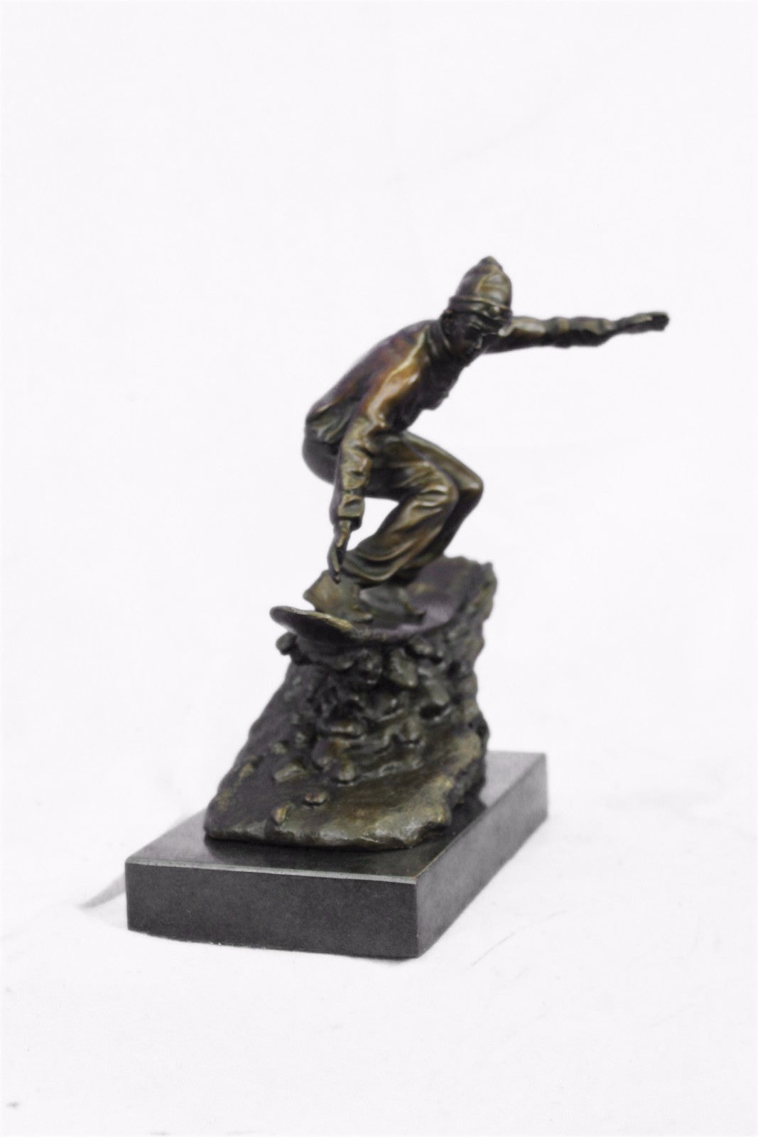 Downhill Snow Skier Bronze Sculpture Mid Century Statue Hot Cast Deco Original T
