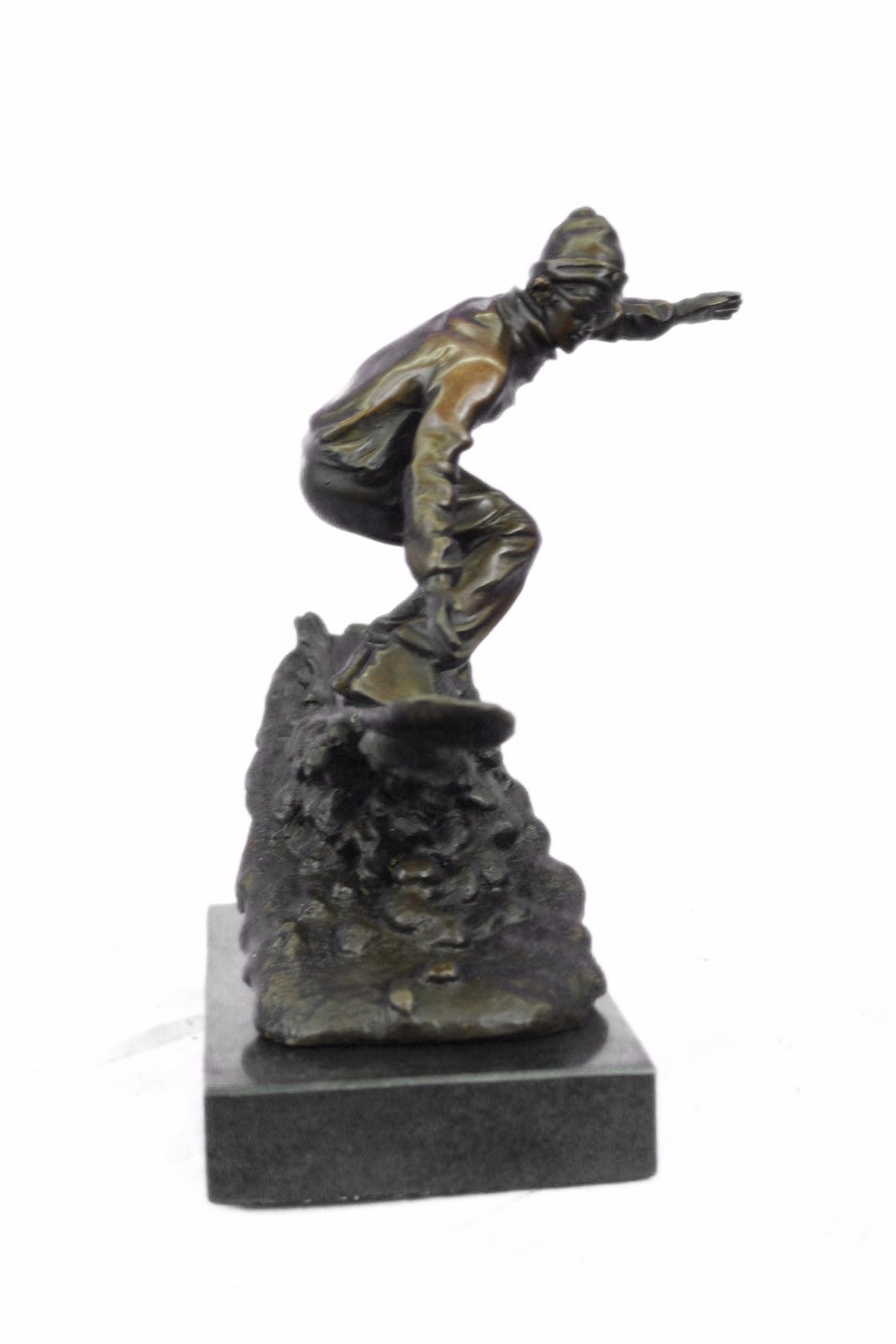 Downhill Snow Skier Bronze Sculpture Mid Century Statue Hot Cast Deco Original T