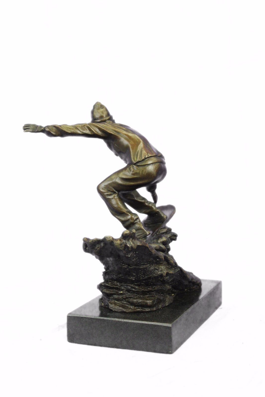 Downhill Snow Skier Bronze Sculpture Mid Century Statue Hot Cast Deco Original T