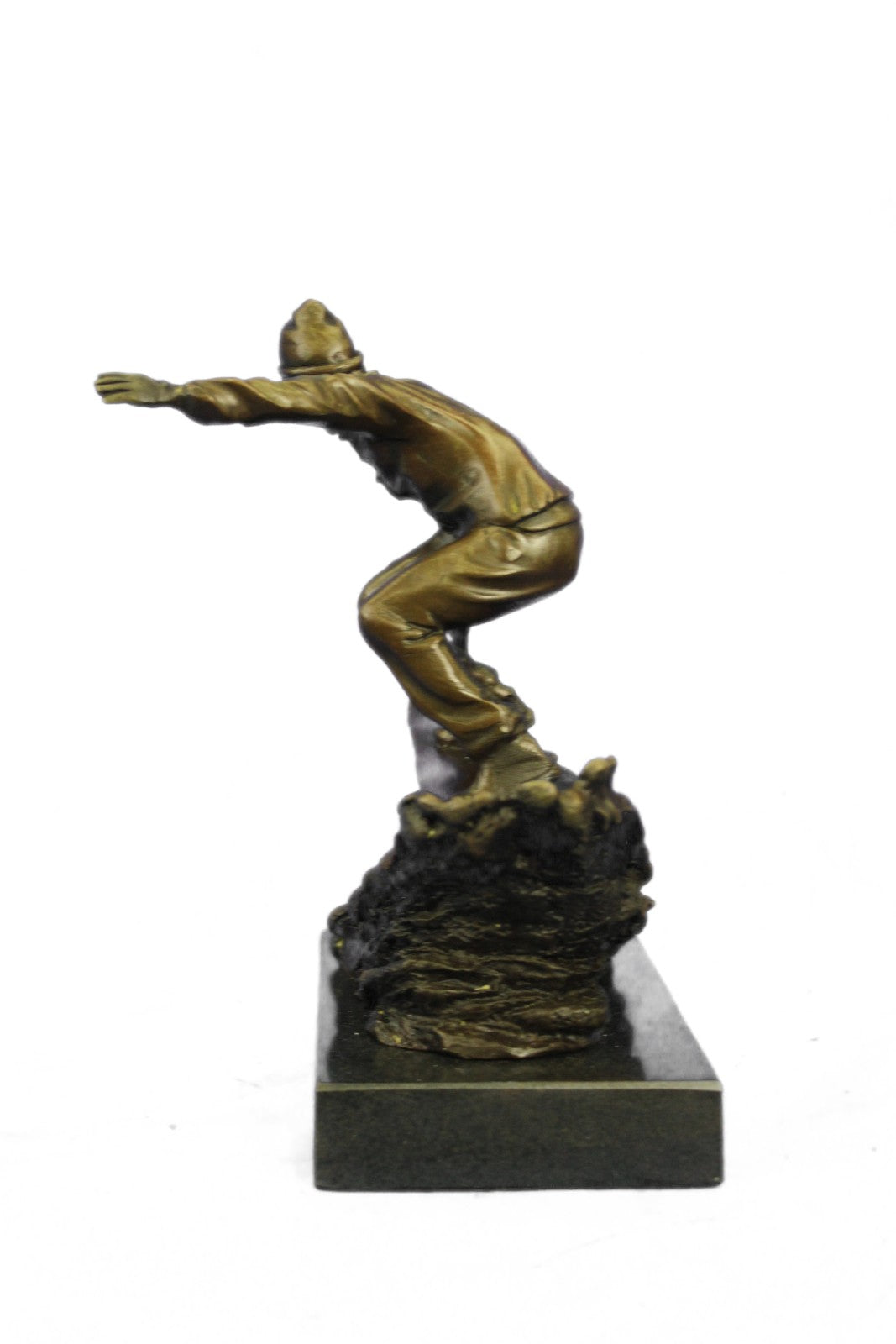 Downhill Snow Skier Bronze Sculpture Mid Century Statue Hot Cast Deco Original T