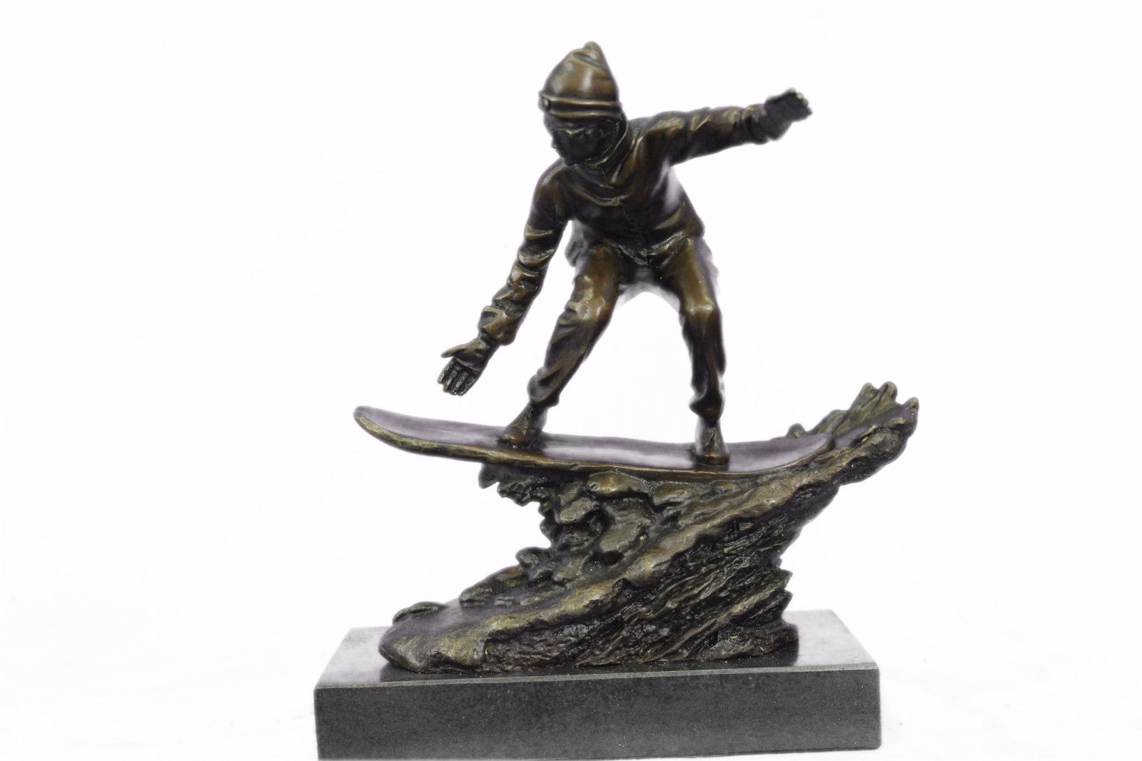 Downhill Snow Skier Bronze Sculpture Mid Century Statue Hot Cast Deco Original T