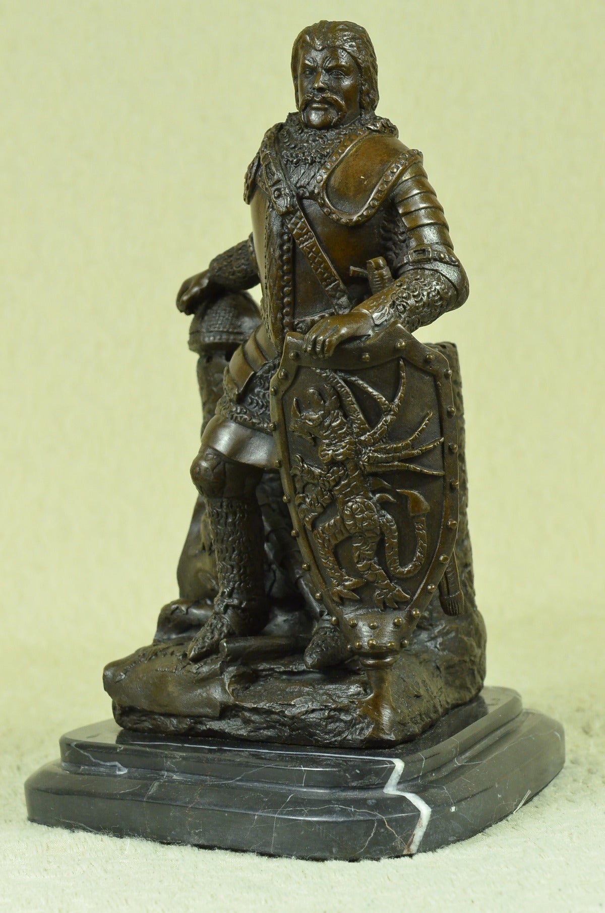 Handcrafted bronze sculpture SALE Warrior Viking Armor Heavy Dalov Signed