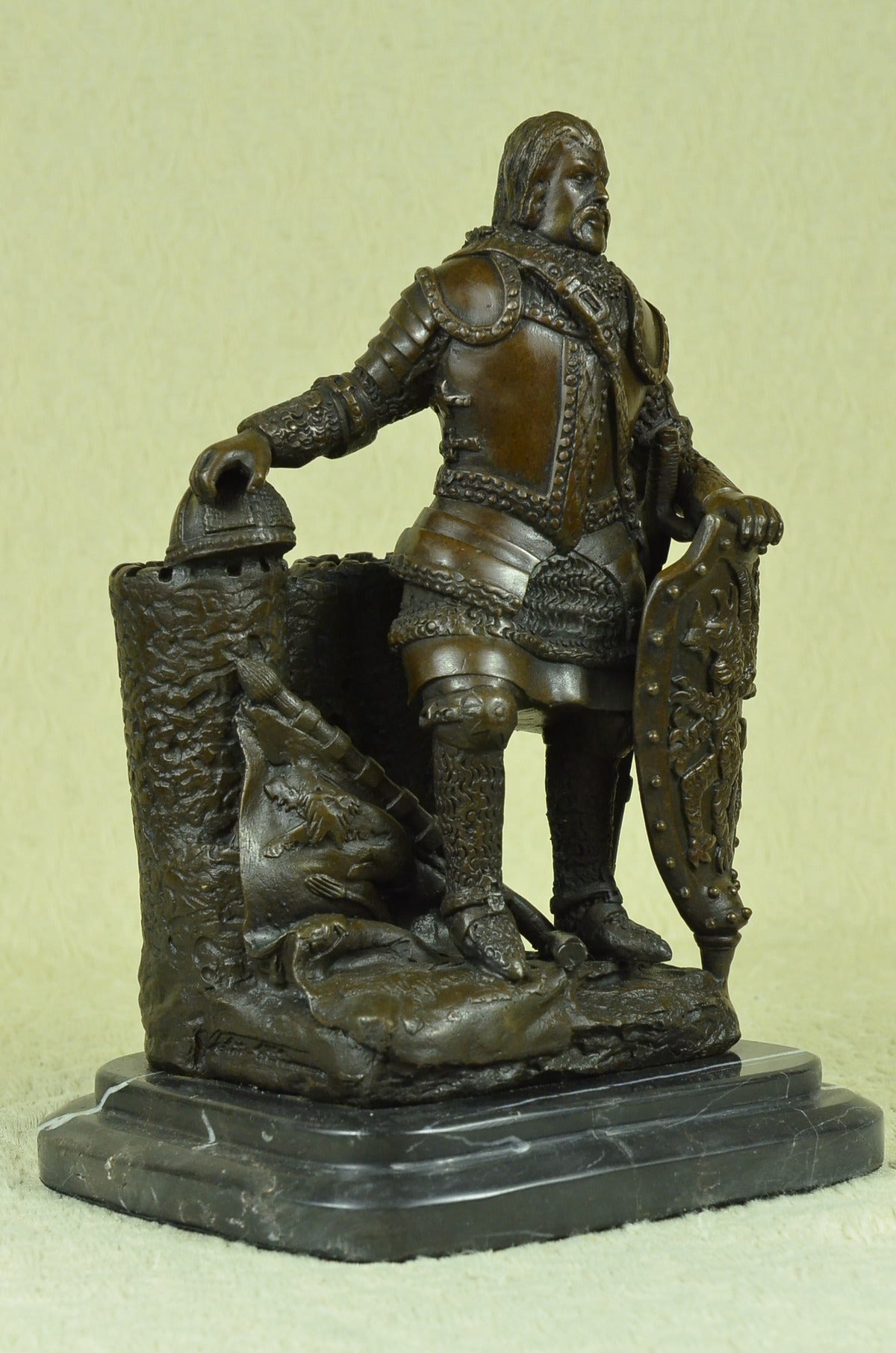 Handcrafted bronze sculpture SALE Warrior Viking Armor Heavy Dalov Signed