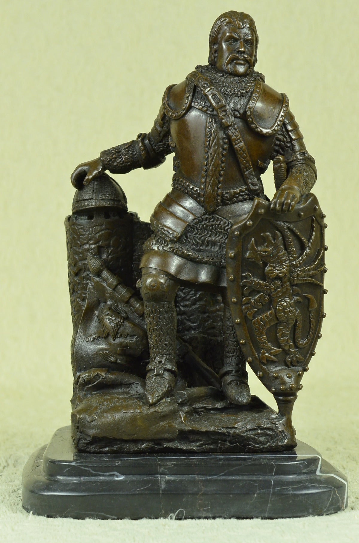 Handcrafted bronze sculpture SALE Warrior Viking Armor Heavy Dalov Signed