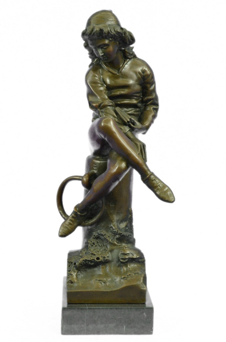Art Nouveau Hand Made Young Boy Bronze Sculpture Classic Artwork Figurine