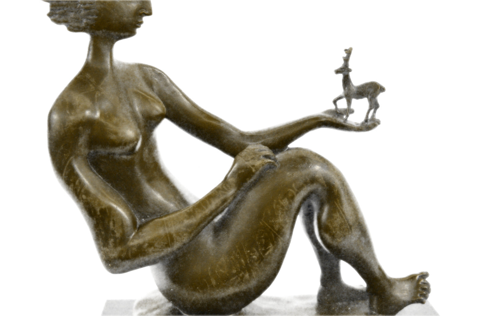 Handcrafted bronze sculpture SALE Base Marble Female Figurative Abstract Signed