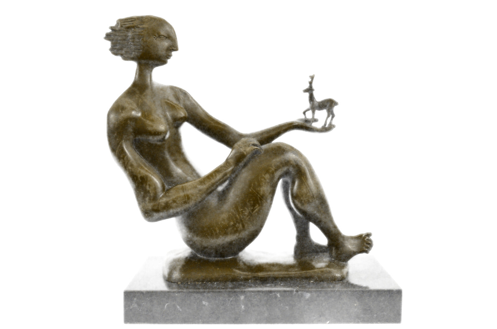 Handcrafted bronze sculpture SALE Base Marble Female Figurative Abstract Signed